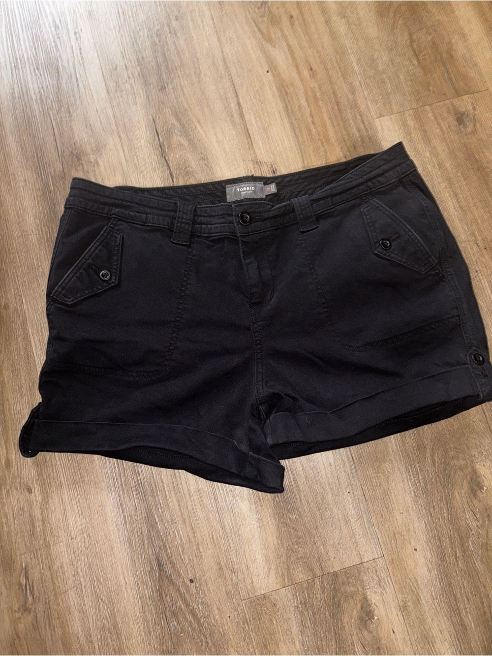 torrid Black Utility Roll-Hem Shorts